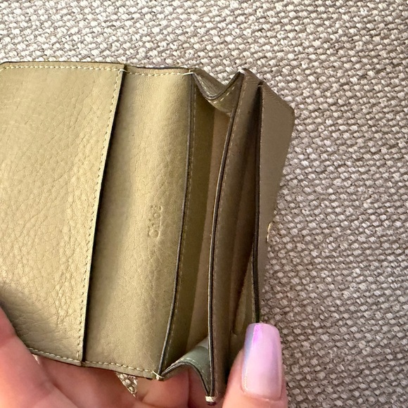 Chloe Olive Leather Wallet with Gold Ring Detail - Picture 6 of 7